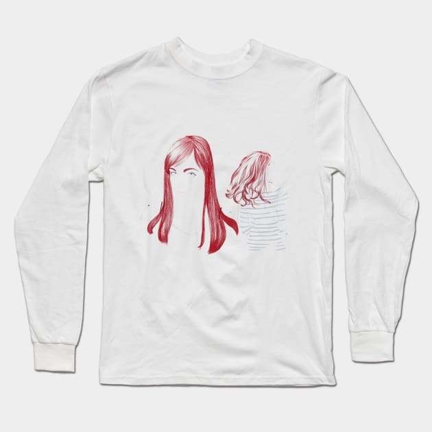 Red Hair Girls Long Sleeve T-Shirt by njikshik